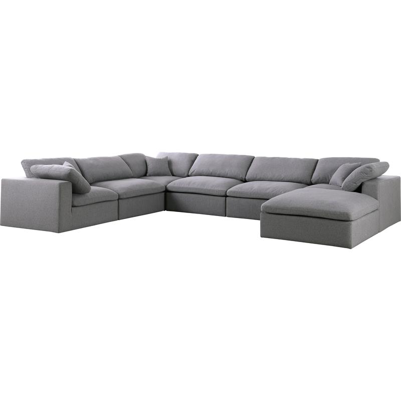 Meridian Furniture Serene Gray Durable Linen Fabric Modular Sectional