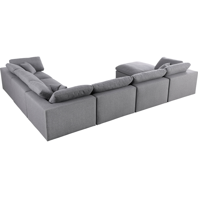 Meridian Furniture Serene Gray Durable Linen Fabric Modular Sectional