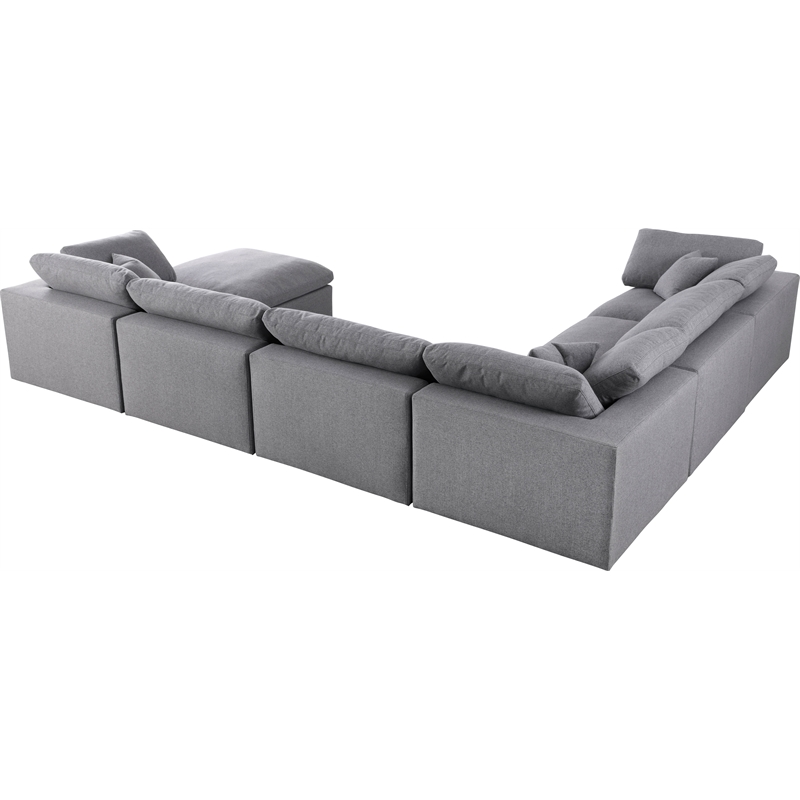 Meridian Furniture Serene Gray Durable Linen Fabric Modular Sectional