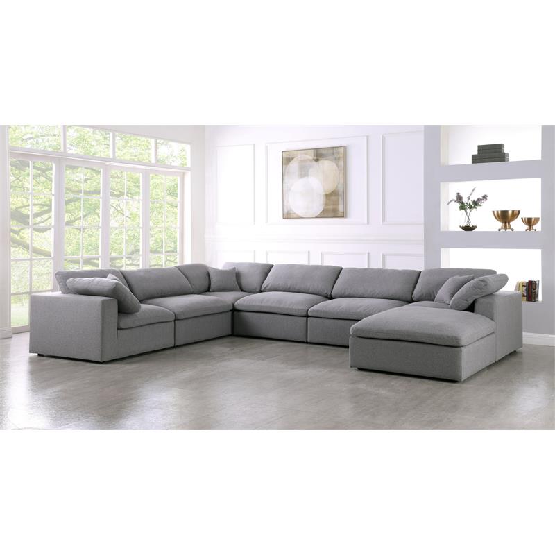Meridian Furniture Serene Gray Durable Linen Fabric Modular Sectional