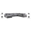 Meridian Furniture Serene Gray Durable Linen Fabric Modular Sectional
