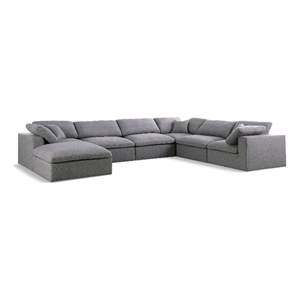 Meridian Furniture Serene Gray Durable Linen Fabric Modular Sectional