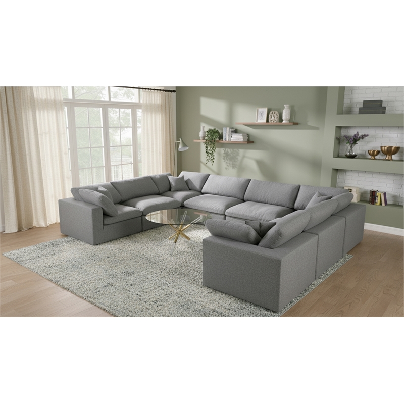 Meridian Furniture Serene Gray Durable Linen Fabric Modular Sectional