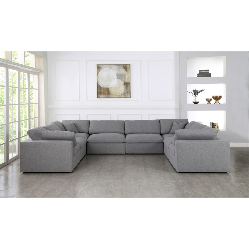 Meridian Furniture Serene Gray Durable Linen Fabric Modular Sectional