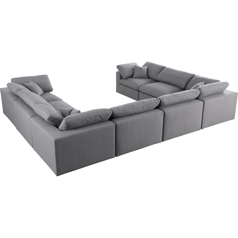 Meridian Furniture Serene Gray Durable Linen Fabric Modular Sectional