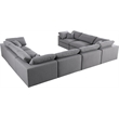 Meridian Furniture Serene Gray Durable Linen Fabric Modular Sectional