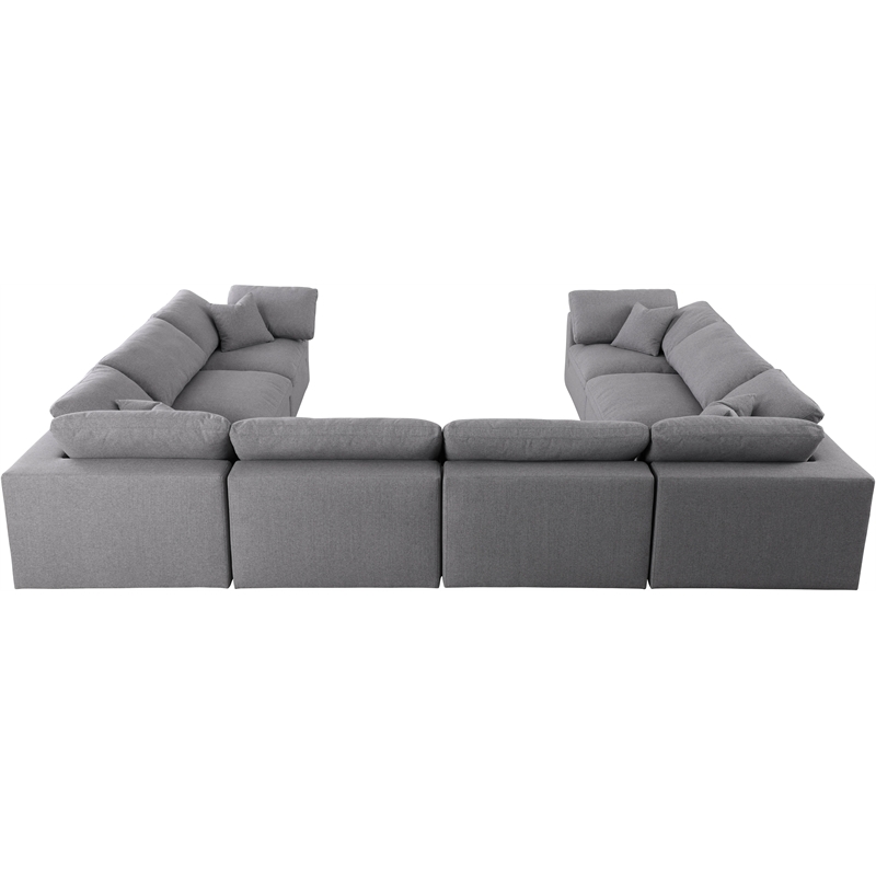 Meridian Furniture Serene Gray Durable Linen Fabric Modular Sectional