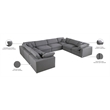 Meridian Furniture Serene Gray Durable Linen Fabric Modular Sectional