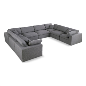Meridian Furniture Serene Gray Durable Linen Fabric Modular Sectional