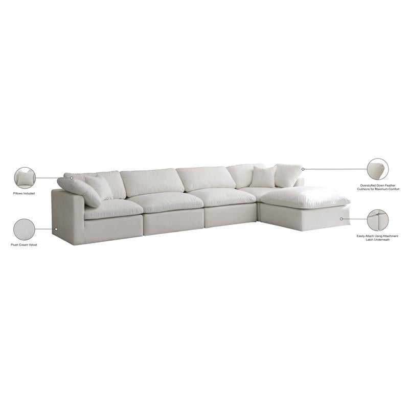Meridian Furniture Plush Standard Cream Velvet Modular Sectional