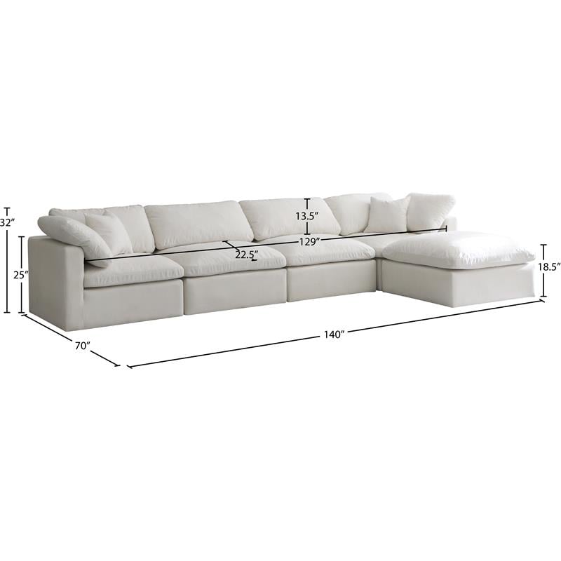 Meridian Furniture Plush Standard Cream Velvet Modular Sectional