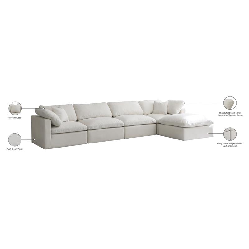 Meridian Furniture Plush Standard Cream Velvet Modular Sectional