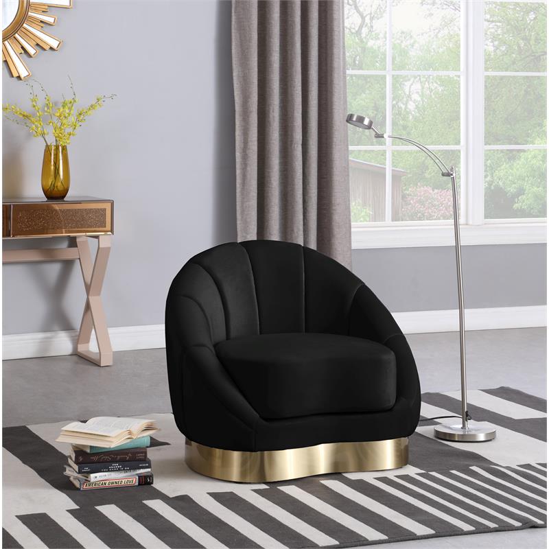 meridian furniture shelly black velvet chair