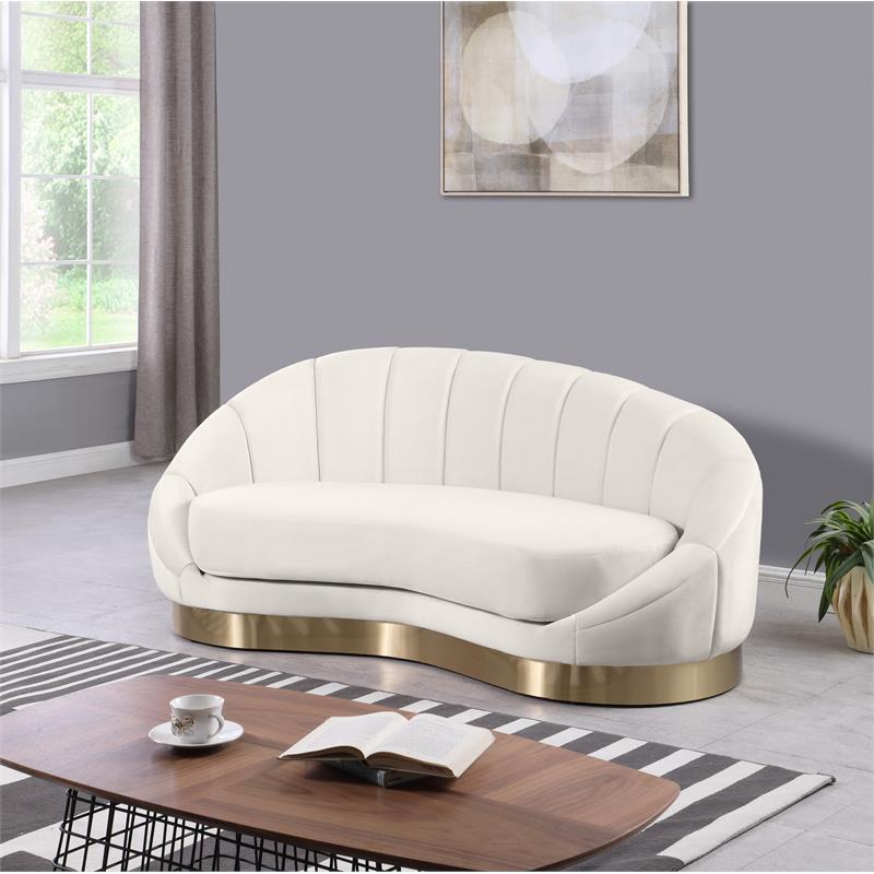 Meridian Furniture Shelly Cream Velvet Chaise