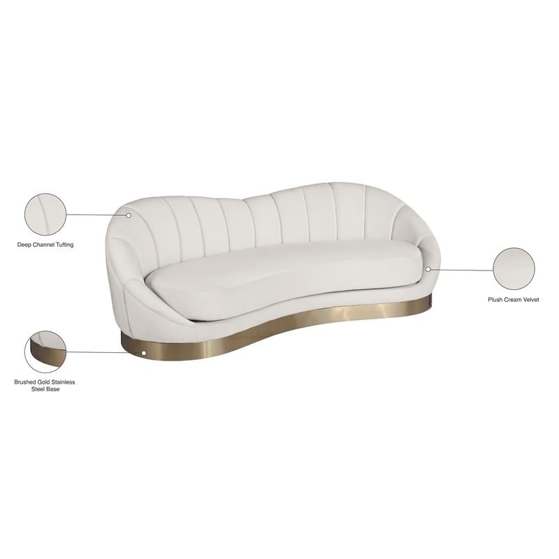 Meridian Furniture Shelly Cream Velvet Sofa
