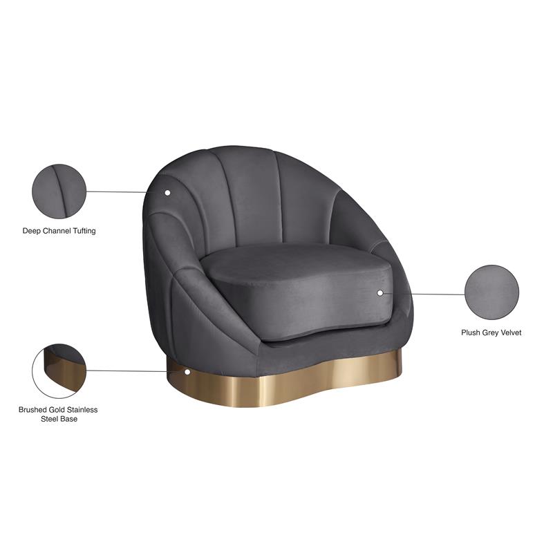 Meridian Furniture Shelly Gray Velvet Chair