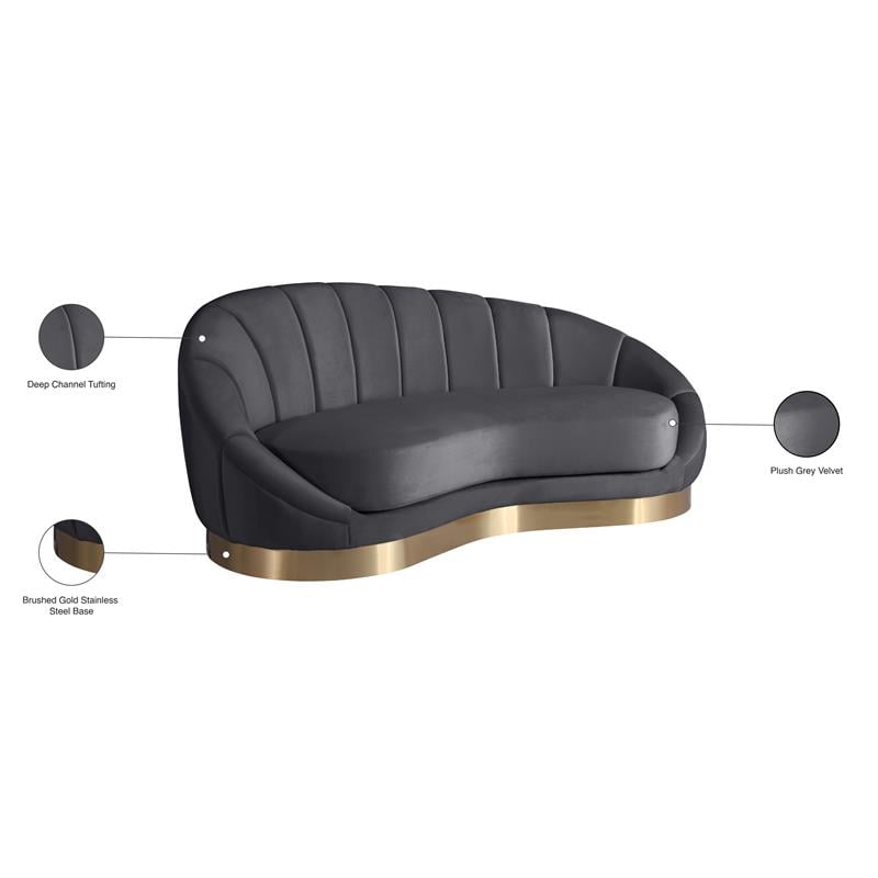 Meridian Furniture Shelly Gray Velvet Chaise