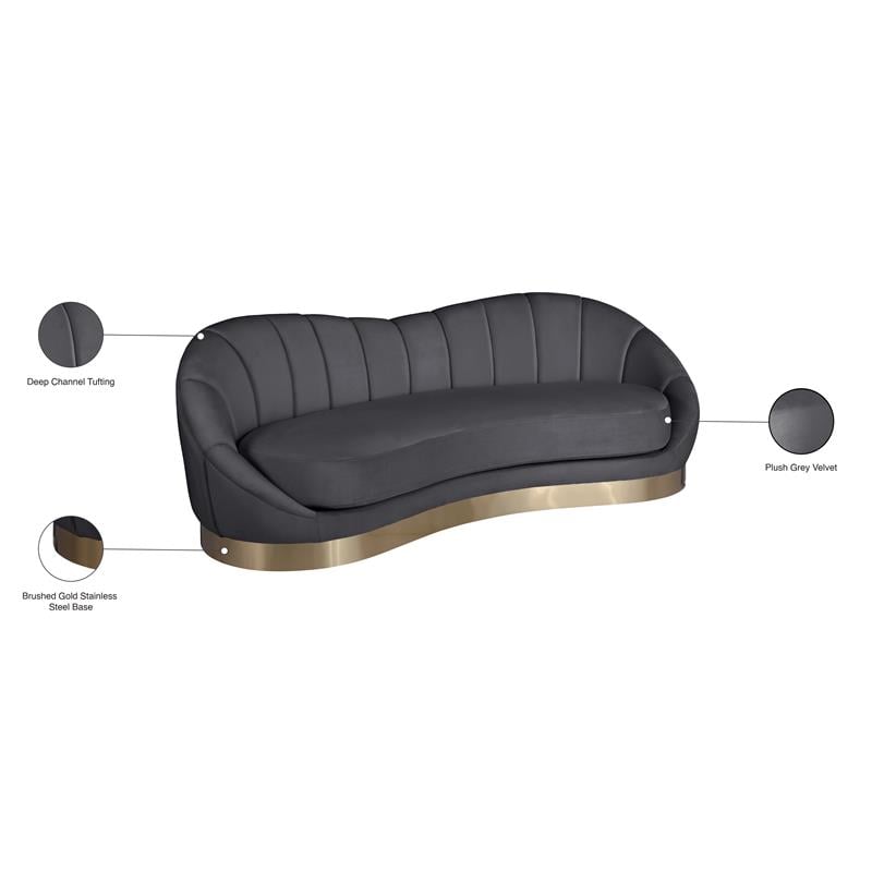Meridian Furniture Shelly Gray Velvet Sofa