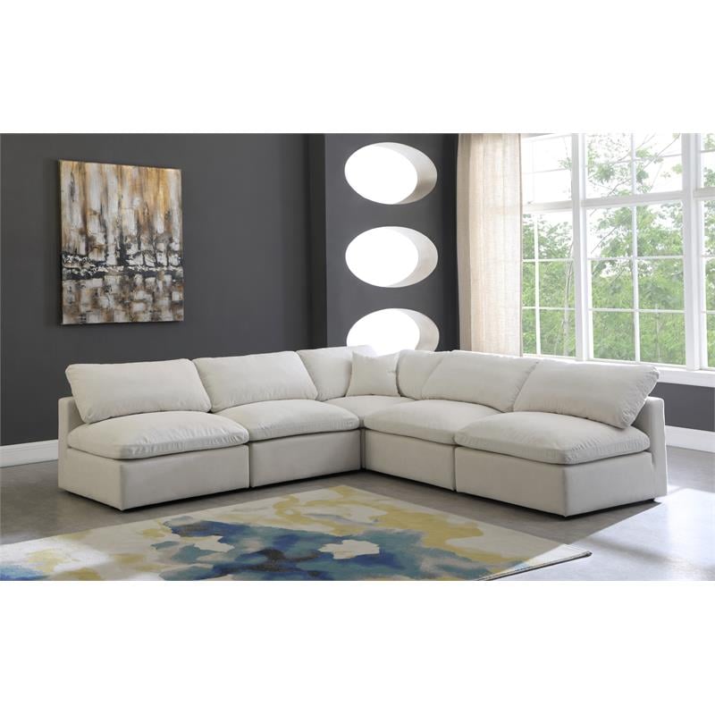 Meridian Furniture Plush Standard Cream Velvet Modular Sectional
