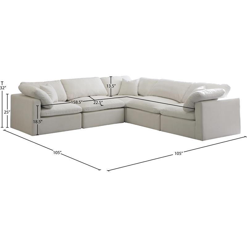 Meridian Furniture Plush Standard Cream Velvet Modular Sectional