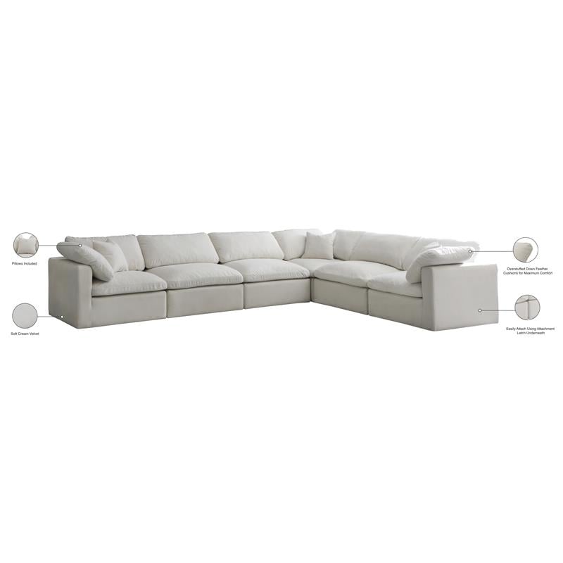 Meridian Furniture Plush Standard Cream Velvet Modular Sectional