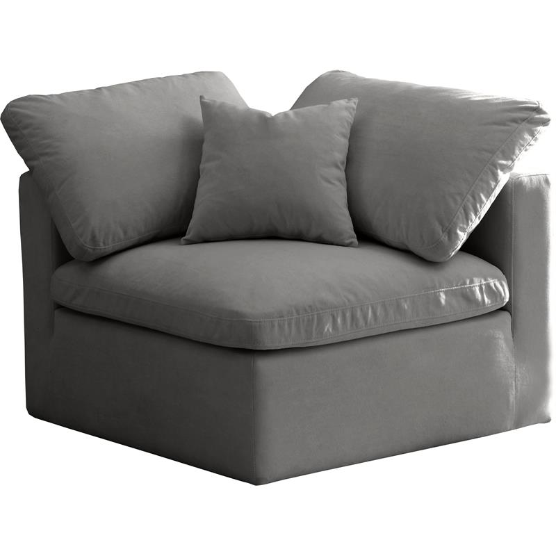 Meridian Furniture Plush Standard Gray Velvet Modular Corner Chair