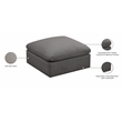 Meridian Furniture Plush Standard Gray Velvet Modular Ottoman