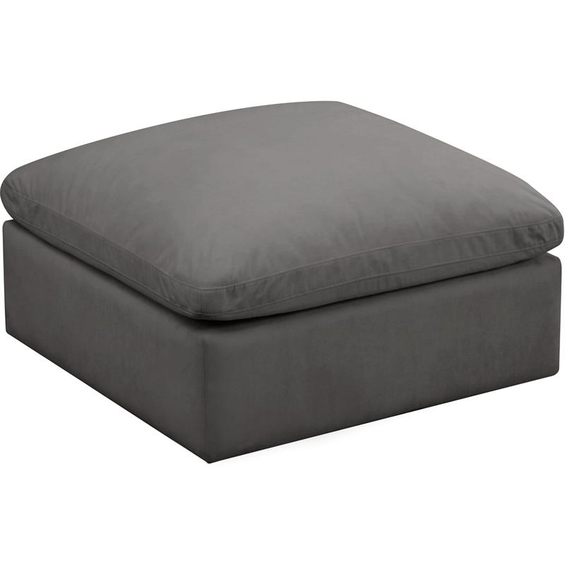 Meridian Furniture Plush Standard Gray Velvet Modular Ottoman