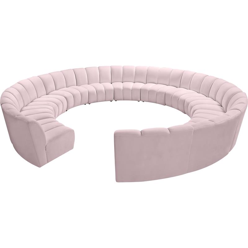 Meridian Furniture Infinity Pink Velvet 12pc. Modular Sectional
