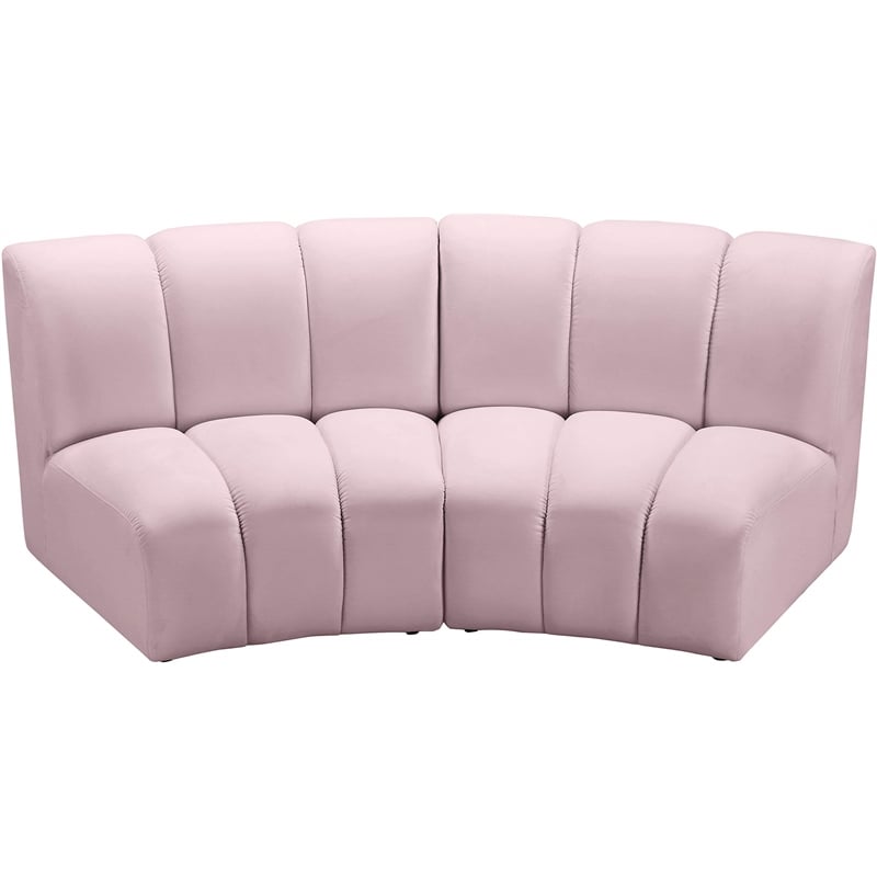 Meridian Furniture Infinity Pink Velvet 2pc. Modular Sectional
