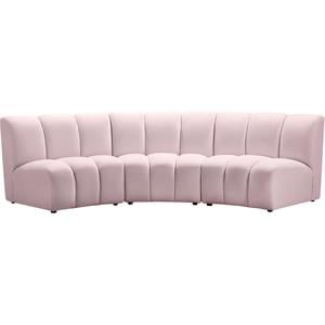 Meridian Furniture Infinity Pink Velvet 3pc. Modular Sectional