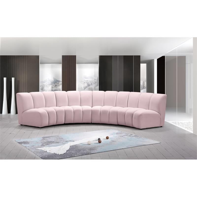 Meridian Furniture Infinity Pink Velvet 4pc. Modular Sectional