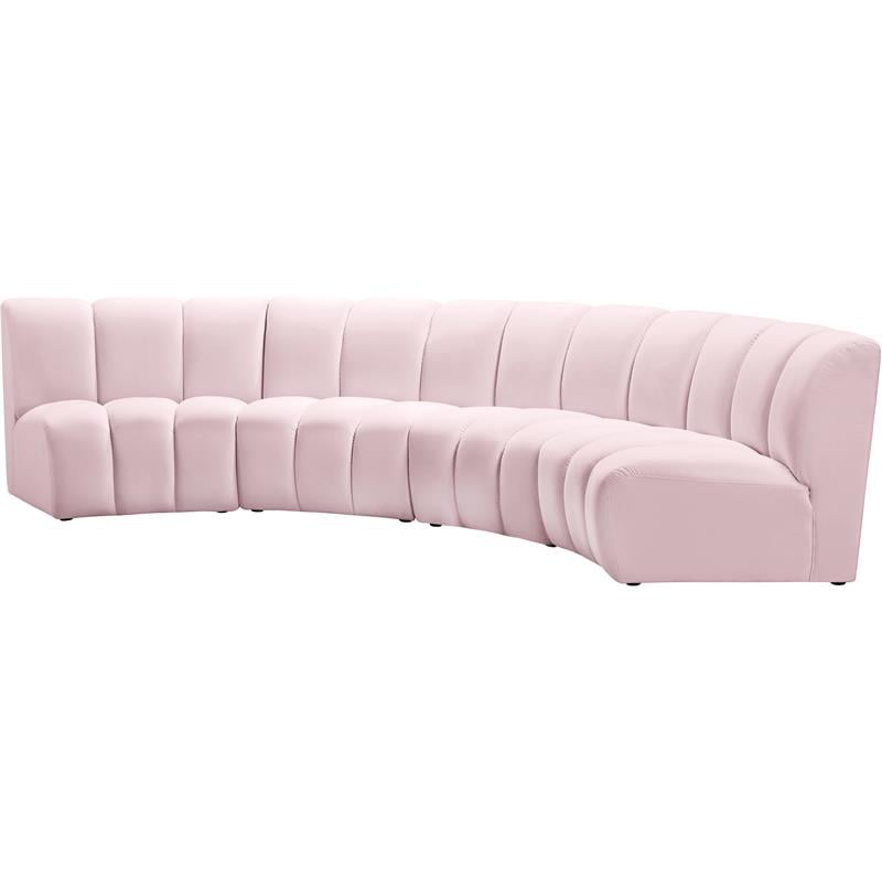 Meridian Furniture Infinity Pink Velvet 4pc. Modular Sectional