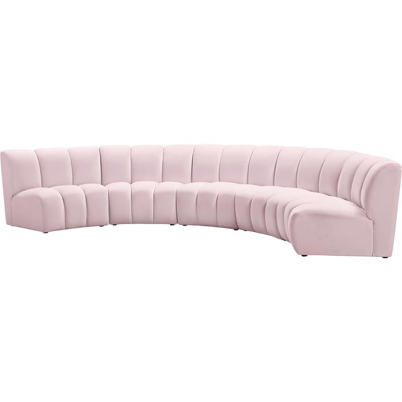 Meridian Furniture Infinity Pink Velvet 5pc. Modular Sectional