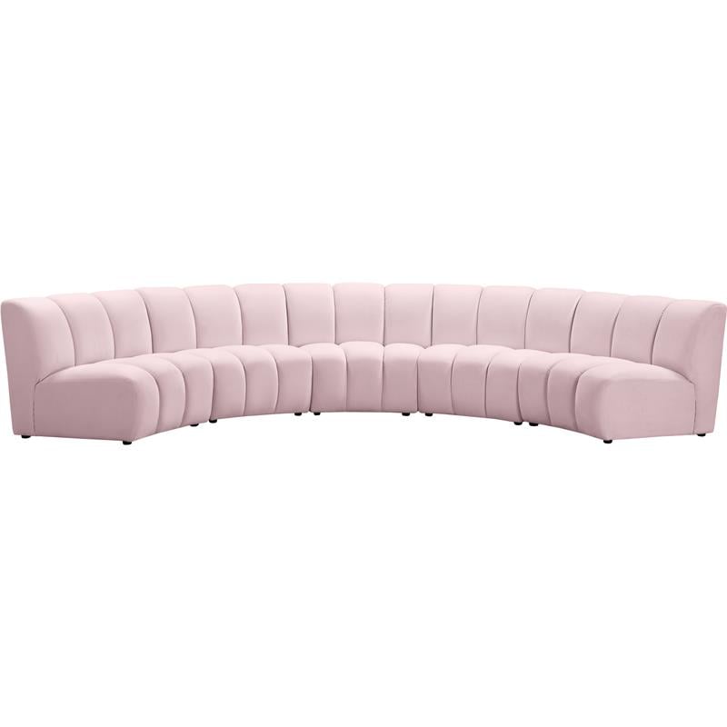 Meridian Furniture Infinity Pink Velvet 5pc. Modular Sectional