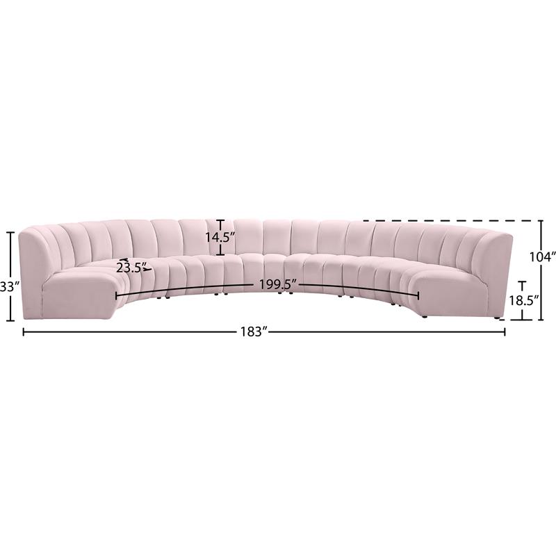 Meridian Furniture Infinity Pink Velvet 7pc. Modular Sectional