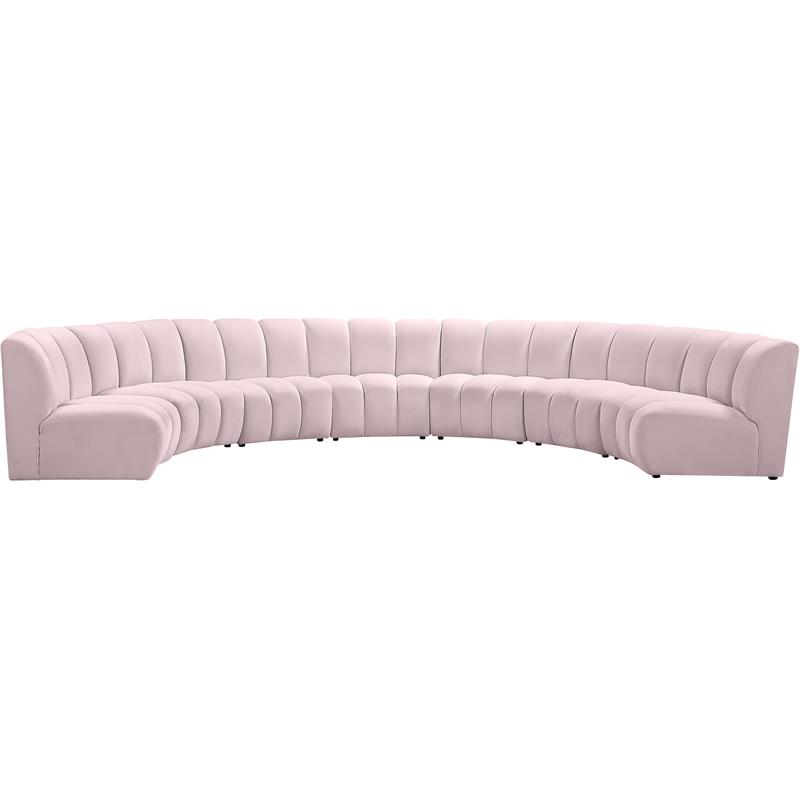 Meridian Furniture Infinity Pink Velvet 7pc. Modular Sectional