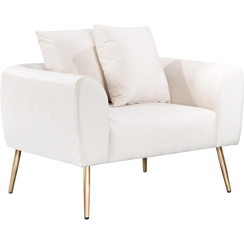 Meridian Furniture Quinn Cream Velvet Chair | Cymax Business