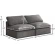 Meridian Furniture Plush Standard Gray Velvet Modular Armless Sofa