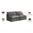 Meridian Furniture Plush Standard Gray Velvet Modular Armless Sofa