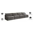 Meridian Furniture Plush Standard Gray Velvet Modular Armless Sofa