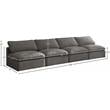 Meridian Furniture Plush Standard Gray Velvet Modular Armless Sofa