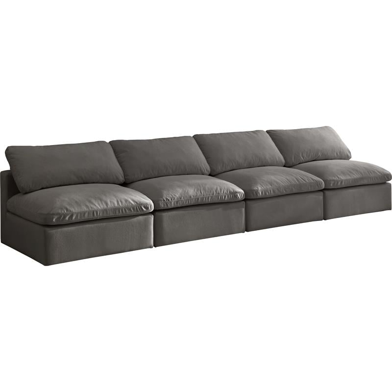 Meridian Furniture Plush Standard Gray Velvet Modular Armless Sofa