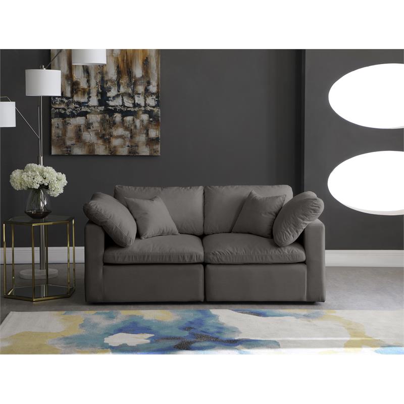 Meridian Furniture Plush Standard Gray Velvet Modular Sofa