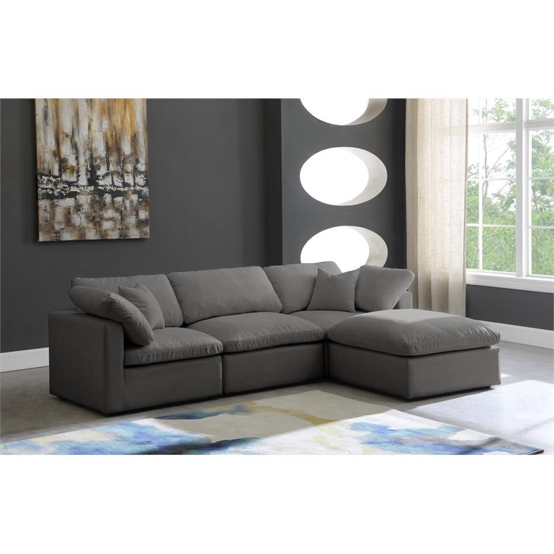 Meridian Furniture Plush Standard Gray Velvet Modular Sectional