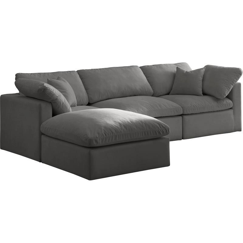 Meridian Furniture Plush Standard Gray Velvet Modular Sectional