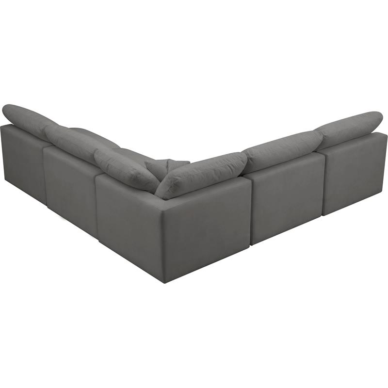 Meridian Furniture Plush Standard Gray Velvet Modular Sectional