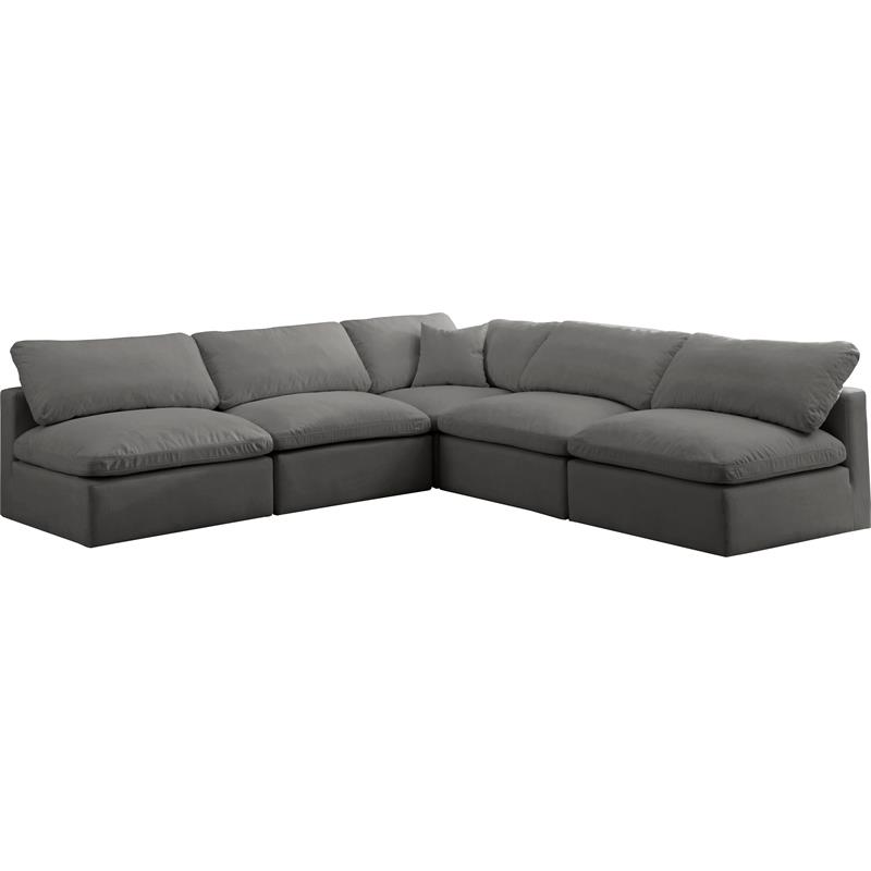 Meridian Furniture Plush Standard Gray Velvet Modular Sectional