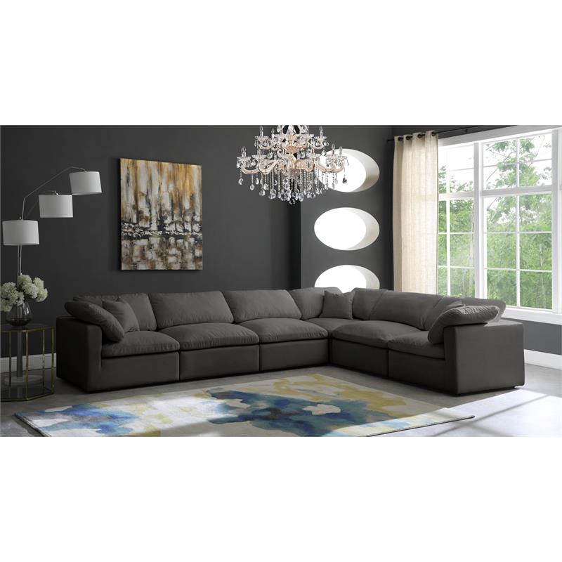 Meridian Furniture Plush Standard Gray Velvet Modular Sectional
