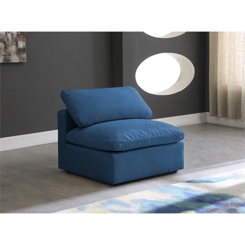 Meridian Furniture Plush Standard Navy Velvet Modular Armless Chair